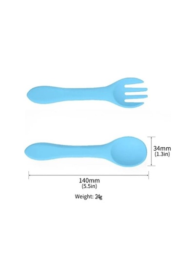 Mavisilikon Bebek Beslenme Seti, Kaşık Ve Çatal, 140mm, 24g Genel