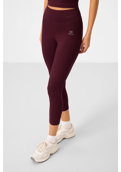 Tommylife Bordo Yüksek Bel Kapri-crop Atlet Slim Fit Kadın Tayt Takım - 95284