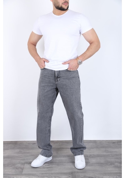 Blayn Jeans Erkek Antrasit Baggy Kot Pantolon - Geniş Kalıp Günlük Rahat Denim Jean Arsenik Gri