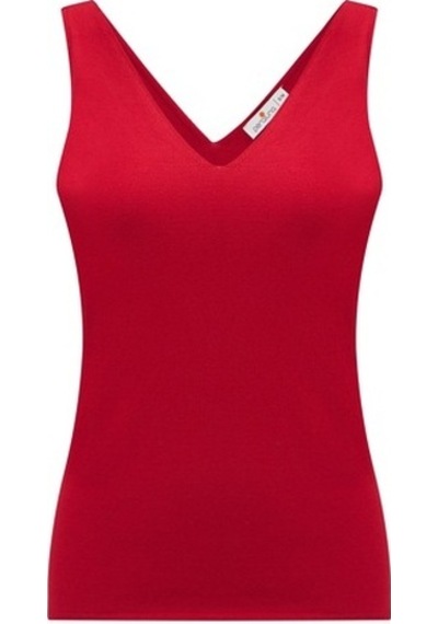Peraluna Ruby Top V Yaka Ince Askılı Yazlık Kadın Triko Atlet Kır Kırmızı
