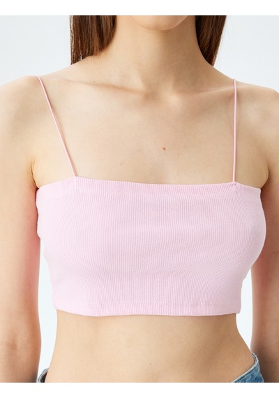 Koton Fitilli İp Askılı Slim Fit Crop Kadın Atlet Pembe 5sal30046ık Gül