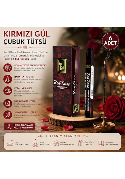 İndians Rose & Kırmızı Gül Çubuk Tütsü 6x50 - 6'li Paket
