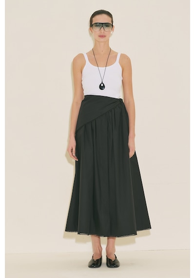 Manuka Önü Düğmeli Poplin Etek Siyah Ss26etk00001-01 Siyah
