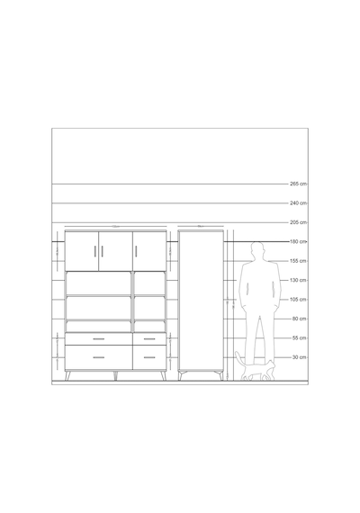 Kronos Dolap 10 Raflı 4 Çekmeceli 3 Kapaklı 132x59x195 Çam-ça... Çam