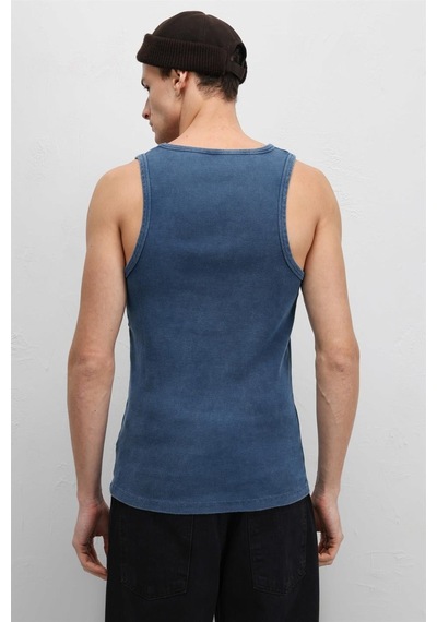 Vamos Yıkamalı Tank Top Kaşkorse Atlet İndigo