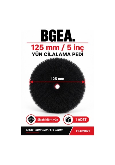Bgea Siyah Hibrit Yün Cilalama Pedi 125 Mm 5 İnç Cırtlı Polisaj Keçesi