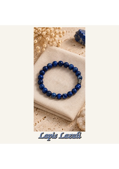 Lapis Lazuli Taşı Bileklik 8 Mm, Unisex, Elastik Çok Renkli