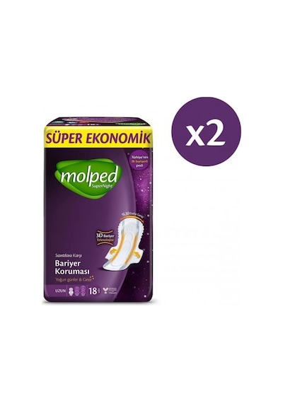 Molped Supernight Uzun Süper Ekonomik Ped 18 Li X 2 Adet PKT.MOLPED.028
