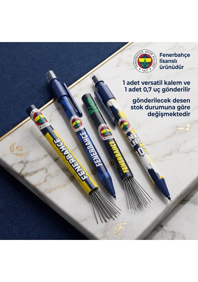 Bakgelal Fenerbahçe Lisanslı Versatil Kalem Ve 0.7 Mm Uç Seti Taraftar Kırtasiye Seti - 9080795065652 Sarı - Lacivert
