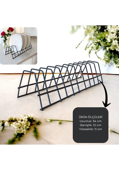 Tabaklık Rafı- Tencere Kapak Düzenleyici-tabak Kurutmalık -10 Bölmeli Antrasit Stand Metal 34 X 25 G Diğer