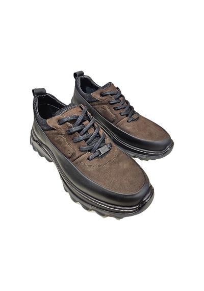 Komcero Bağcıklı Kat Deri Havuz Model Outdoor Taban Erkek Casual Ayakkabı K3256-25283 Siyah Kahve