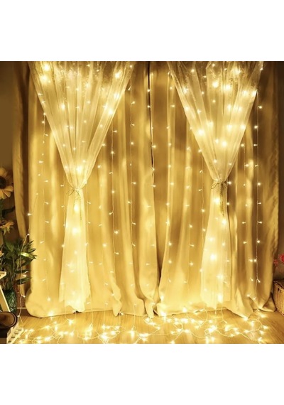 2X2 Pilli Perde Led Animasyonlu Yılbaşı Süsü Gün Işığı