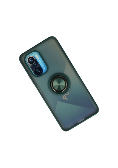 Redmi K40 Kılıf Montreal Yüzüklü Silikon Kapak - Yeşil İtdark32756