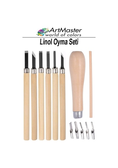 Linol Oyma Seti Ahşap Saplı 13 Parça 1 Paket Oyma Kesme Bıçak Seti Linol Bıçaklı Linolyum Baskı Oyma Seti