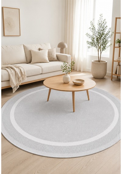 Modern Sisal 8001 Gri Krem Daire Leke Tutmayan Kaymaz Taban Salon Mutfak Koridor Balkon Halısı