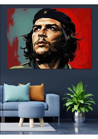 Che Guevara Portresi Renkli Sanat Dekoratif Kanvas - Mdf Ahşap Tablo