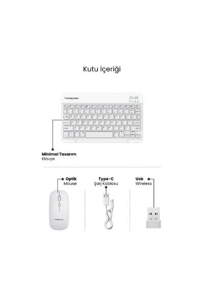 Beyaz Kablosuz Wireless Klavye Ve Mouse Seti Optik