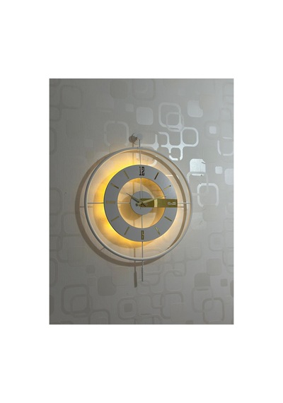 Pey Aksesuar Metal Camlı Duvar Saati 60x80 Cm Büyük Boy Işıklı Gerçek Cam Duvar Saati Modern Tasarım M63-beyaz-şeffaf-beyaz-gold