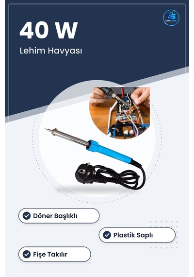 Havya Kalemi 40 W Plastik Saplı Elektrikli Döner Başlıklı Mavi El