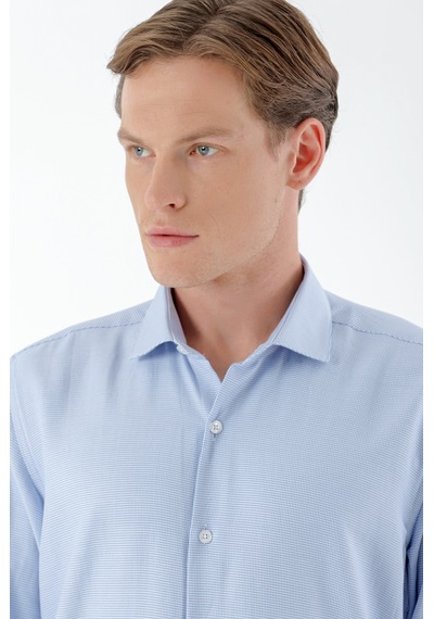 Morven Erkek Mavi Trend Baskılı Desenli İtalyan Yaka Slim Fit Gömlek 24mc004013300 Mavi