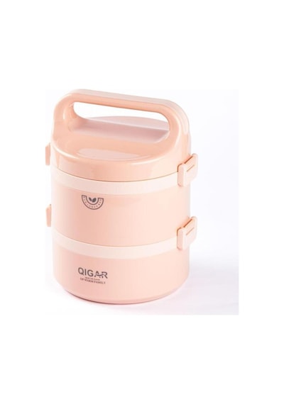Tantitoni 2 Katlı Yuvarlak Yemek Taşıma Kabı 1.25 L Pembe