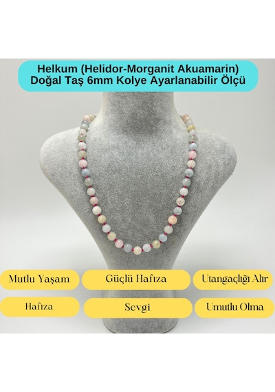 Yıldız Doğal Taş Helkum Doğal Taş 6 MM Makrome Kolye 45 CM - 55 CM Ayarlanabilir Çok Renkli