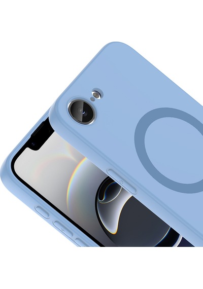 Maks Technology iPhone Uyumlu 16e Kılıf M-safe Şarj Özellikli Mkst Aris Silikon Kapak - Baby Blue