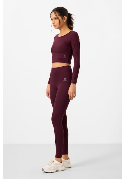Tommylife Bordo Yüksek Bel Uzun Kollu Slim Fit Crop Top Kadın Tayt Takım - 95286 Tommylife Bordo Yüksek Bel Uzun Kollu Slim Fit Crop Top Kadın Tayt Takım - 95286