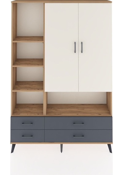 Arges Dolap 8 Raflı 4 Çekmeceli 2 Kapaklı 132x30x195 Çam-aytaşı/antrasit Aytası/antrasıt Arges Dolap 8 Raflı 4 Çekmeceli 2 Kapaklı 132x30x195 Çam-aytaşı/antrasit Aytası/antrasıt