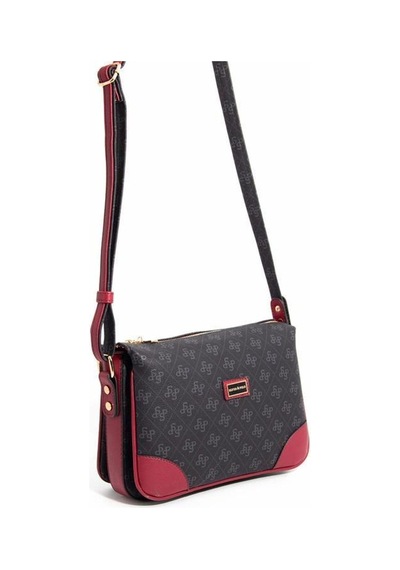 Silver Polo Sp784 Kadın Çapraz Çanta Monogram Siyah-bordo