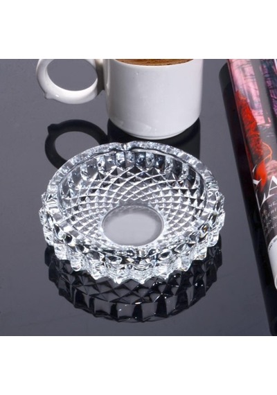 Kesme Lüx Küllük - 2 Li Cam Kül Tablası Yuvarlak 12,5 Cm.