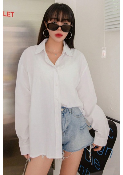 Tarz Cool Oversize Basic Uzun Kollu Gömlek Siyah Beyaz
