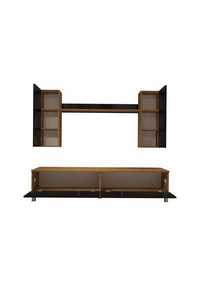 Decoraktiv Eko 5d Mdf Std Krom Ayaklı Tv Ünitesi Tv Sehpası Pera - Siyah