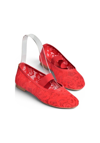 Fox Shoes Y726924306 Kırmızı Dantel Kadın Babet
