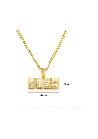 Boss Unisex Kolye Sarı Altın