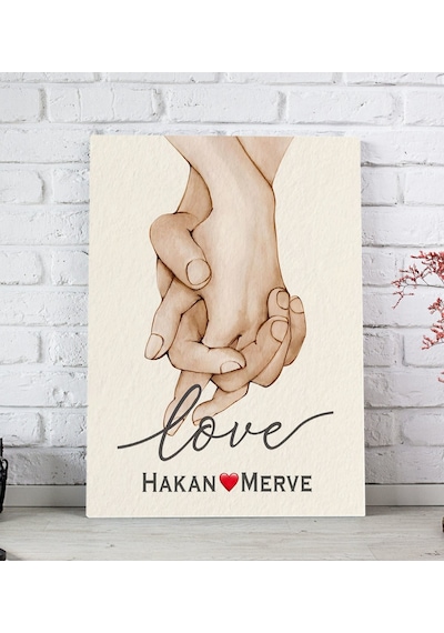 Bk Gift Kişiye Özel Sevgili El Ele Tasarımlı Kanvas Tablo-2 20x30 , Sevgiliye Hediye, Sevgililer Günü Hediyesi Kobitmeyencom33670 Bk Gift