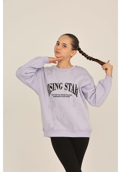 Toontoy Kız Çocuk Rısıng Star Baskılı Sweatshirt Koyu Mavi