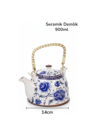 Seramik Demlik, Bitki Çayı Demliği Süzgeçli 02 Çok Renkli