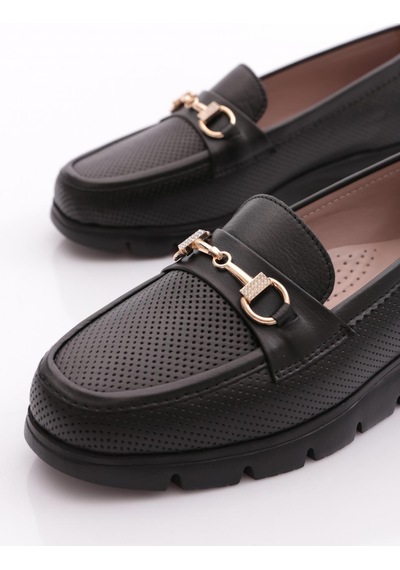 Dgn 6095 Kadin Kalin Taban Loafer Ayakkabi Siyah