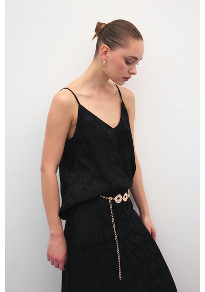 Sateen Lior Askılı Bluz - Siyah-137122 Siyah