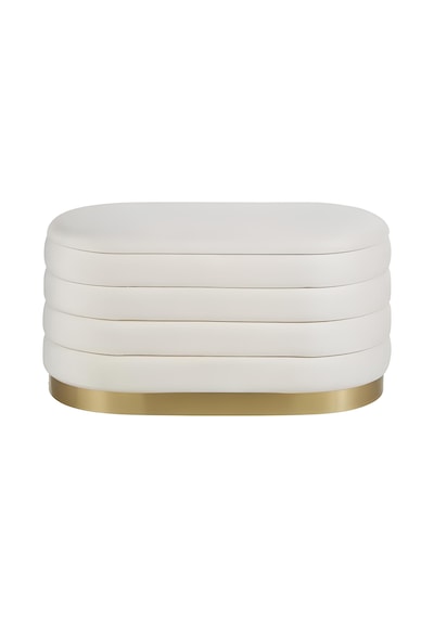 Lungo Long Line Cream Puf- 90cm Gold Kaplama Kapitoneli Luxery Pofuduk Oturma Pufu&Makyaj Puff&Bench