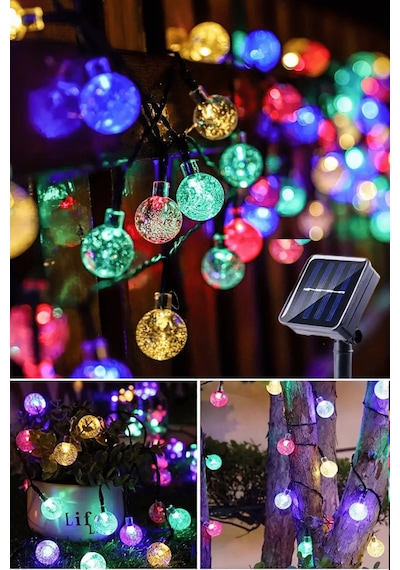 Technosmart 100 Ledli 8 Modlu Solar Kristal Top Rgb Işık Bahçe Aydınlatma Dekorasyon Güneş Enerji