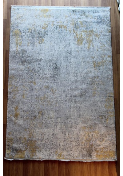 Sanat Halı Doku 1083 Gri Hardal Modern Salon Halısı Hardal