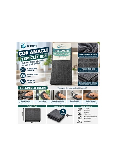 Çok Amaçlı Mikrofiber Temizlik Bezi 50x70 - 941882655 Diğer