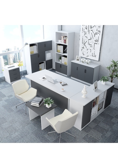 Vest 7'li Ofis Takımı  Model 1 Beyaz Füme