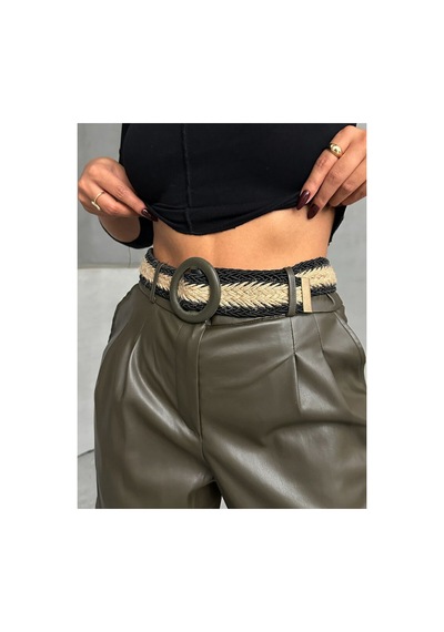 Verymoda Kemerli Deri Şort F1497 Haki