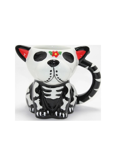 Day Of The Dead Köpek Figürlü 3d Kabartmalı Porselen Kupa Alk4896 Evimdeyokyok Çok Renkli
