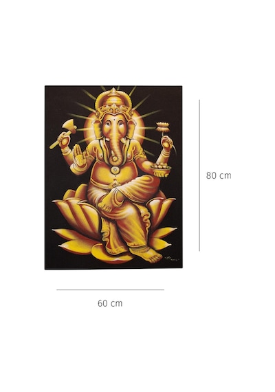 Altın Ganesh Figürü Lotus Çiçeği Üzerinde Tuval Tablo-116