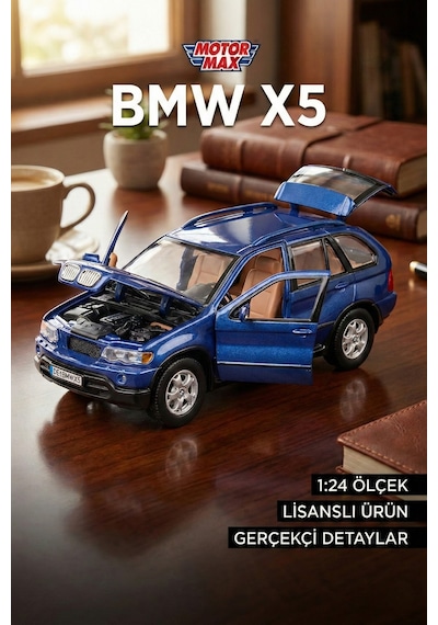 Motor Max 1:24 Bmw X5 Diecast Model Araba - Metal Koleksiyonluk Araç - Mavi