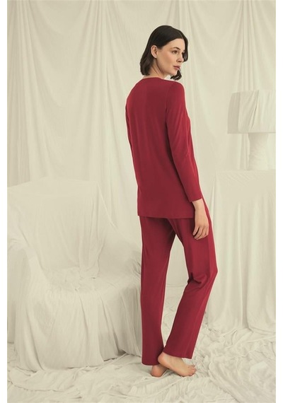 Aria's Closet Aesco Uzun Kollu Boydan Düğmeli V Yaka Pijama Takımı Karışık-çok Renkli